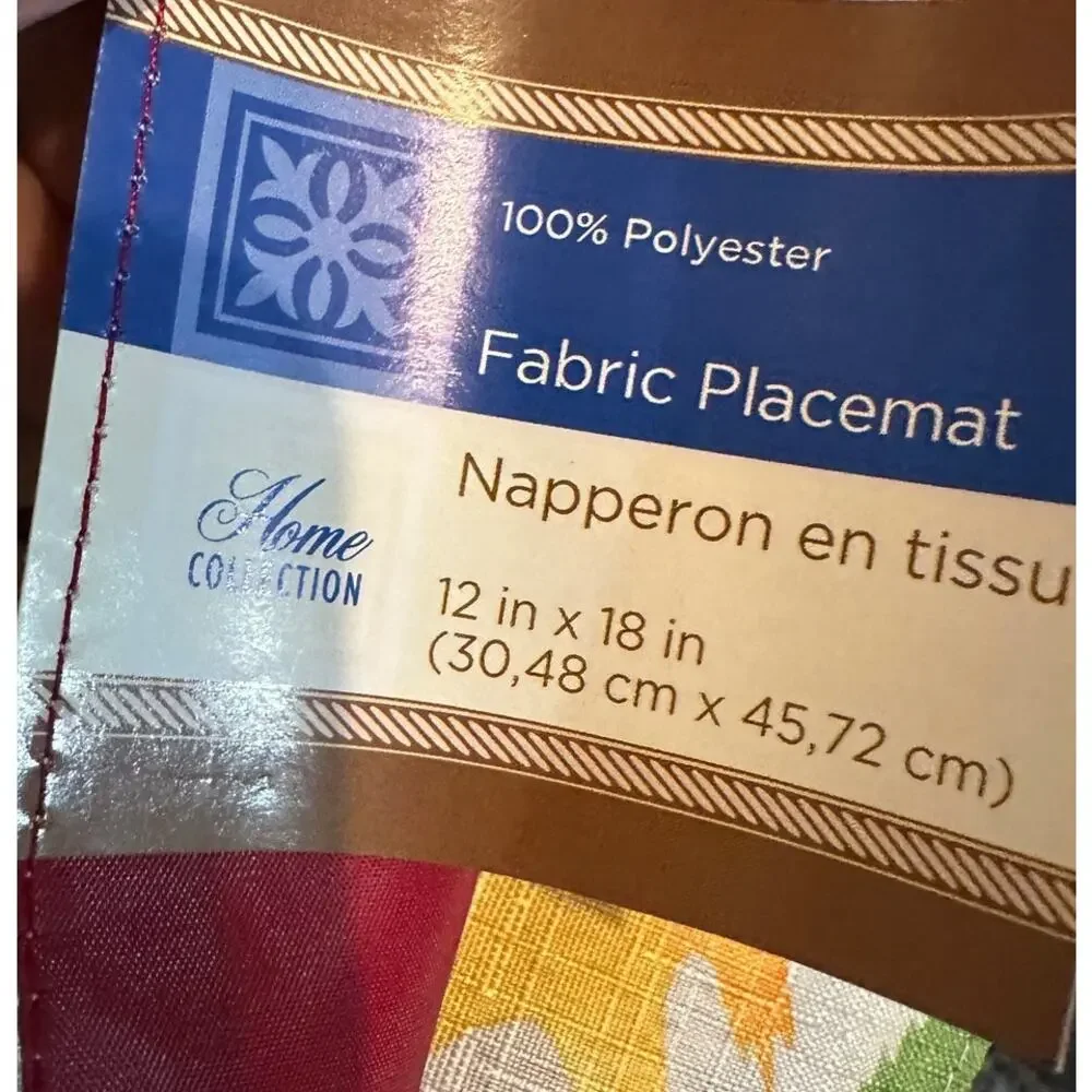 Lot of 4 Fall Leaves Rectangle Fabric Placemats NWT 12